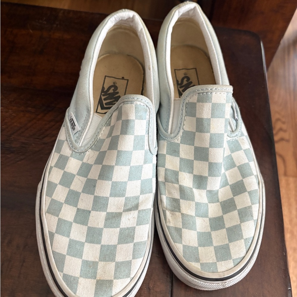 Vans Blue and White Classic Slip-On Sneakers